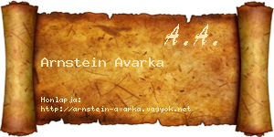 Arnstein Avarka névjegykártya